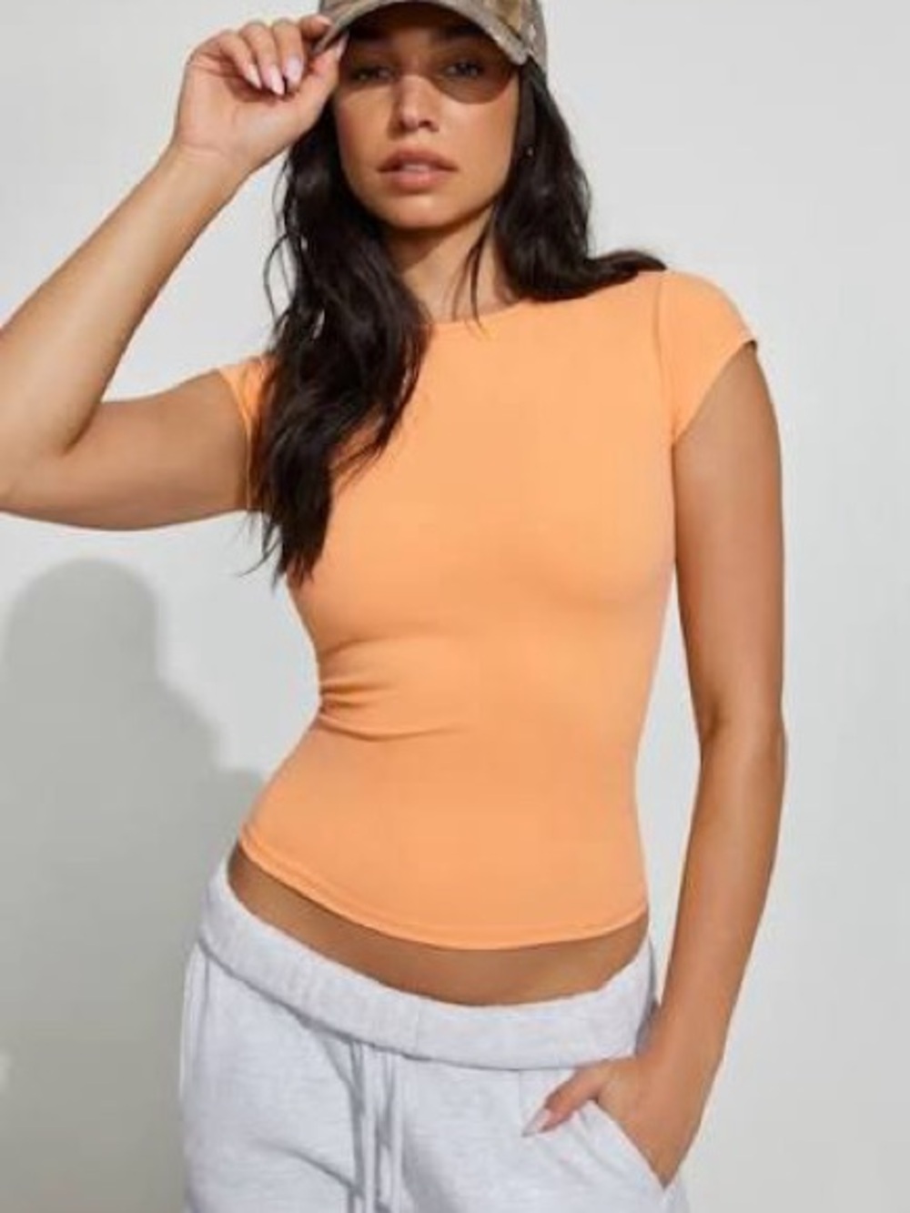 Garage Women's Short Sleeve Fitted Tee - Peach Orange